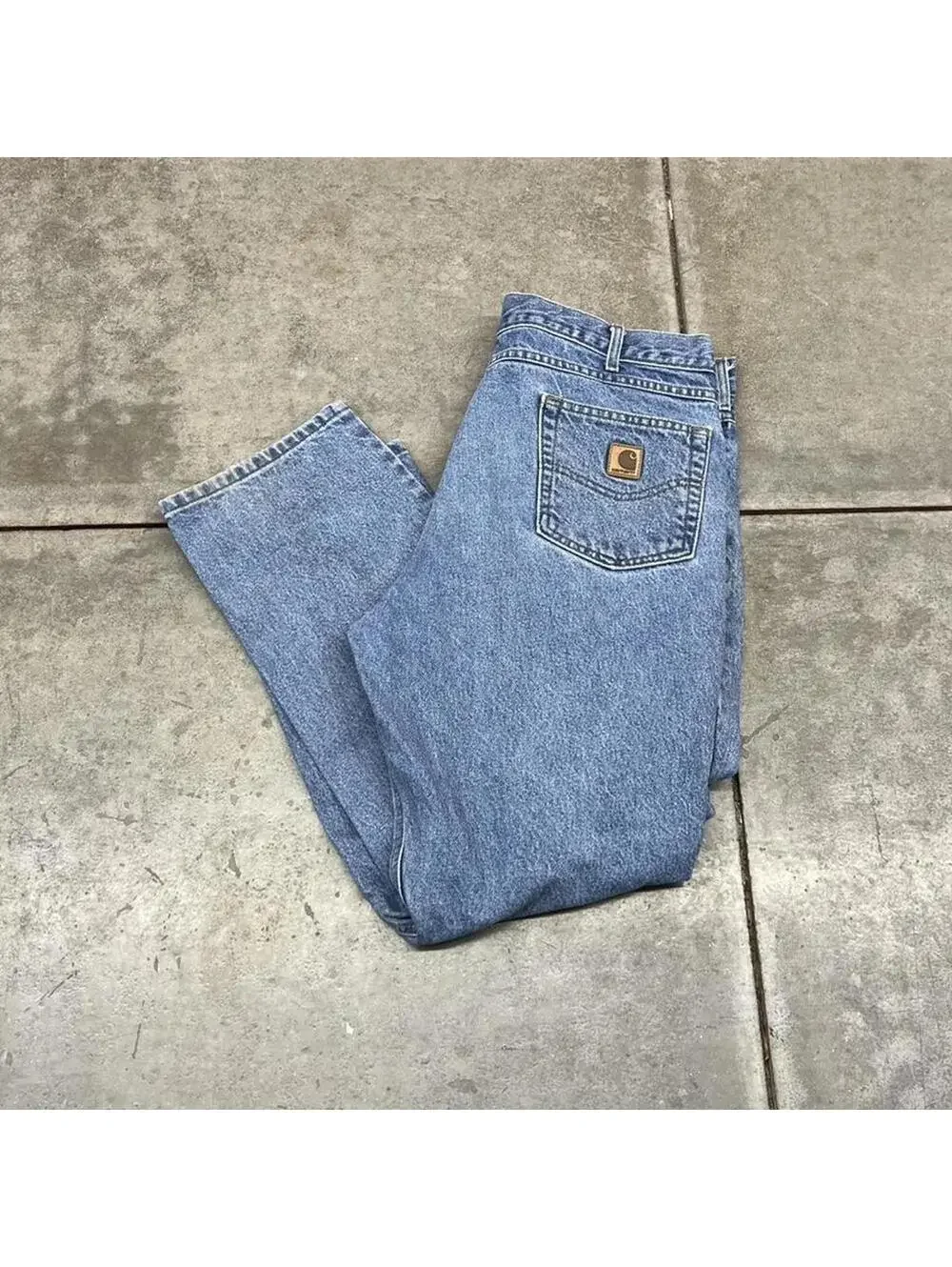 vintage carhartt faded blue relaxed baggy fit jeans size 38 x 30